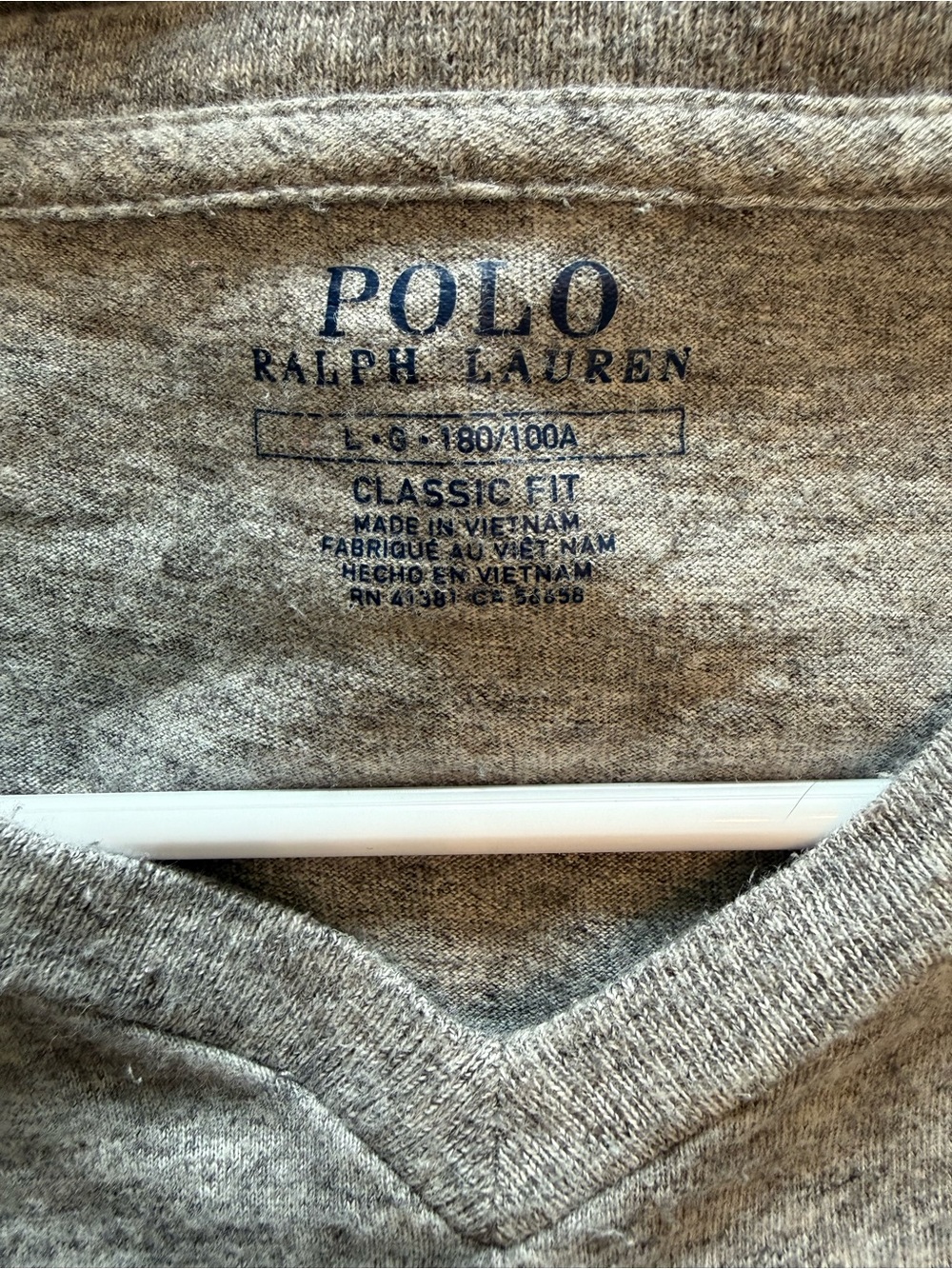 Polo by Ralph Lauren Heather Gray V-Neck Long Sleeve Tee - Picture 4 of 6